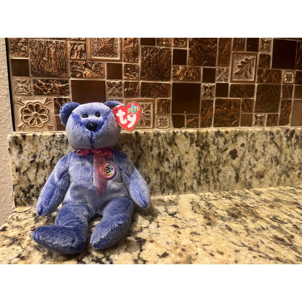 RARE VINTAGE TY Beanie Baby "Periwinkle The Bear"‎ 2000 Retired ☆☆ERRORS☆☆